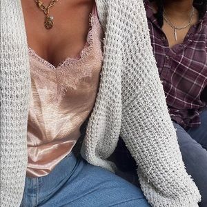 PINK SILK LACE TRIM TANKTOP